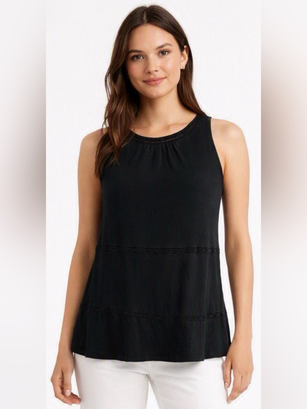 Old Navy Womens Sleeveless Tiered Blouse in Black Jack Sz S